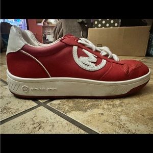 Michael Kors red leather sneakers size 7 gently used